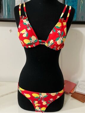 wild fable Red Lemon Print Bikini Set